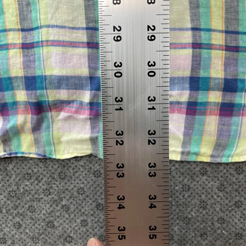 Ralph Lauren Blake Mens XL Linen Plaid Button Down Shirt Multi Color Long Sleeve
